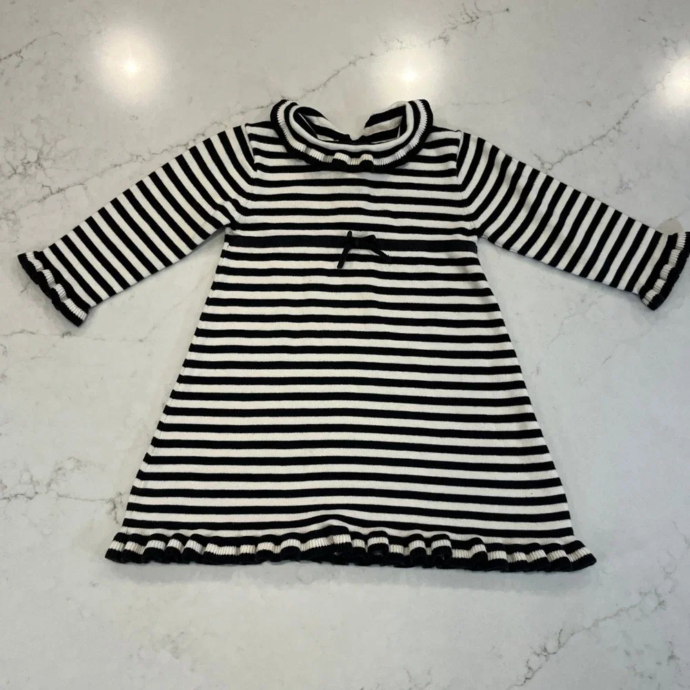 Gymboree‎ Striped Cotton Sweater Dress Toddler Girls 18-24M Black White 2003 Vtg